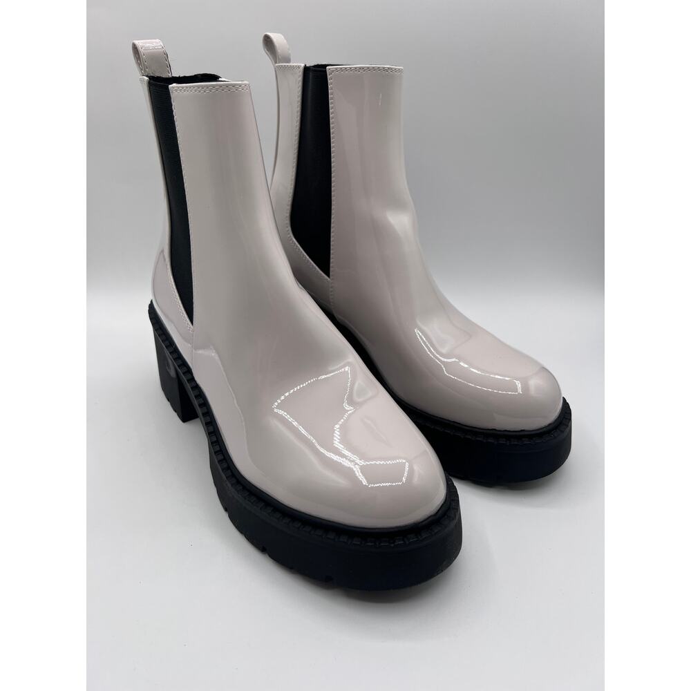 MADDEN GIRL TRUST LUG-SOLE CHELSEA BOOTIES BONE OFF WHITE PATENT WOMENS 9.5M NEW - Picture 4 of 13